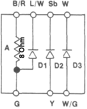 Yamaha XV535 Virago diode assy old schematic with 3 diodes